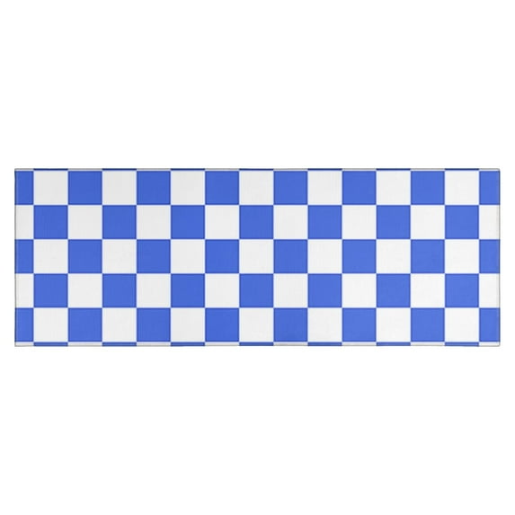 Blue and White Checkered Pattern Kitchen Rug Mat,Kitchen Runner Rugs Non Skid Washable,Decorative Kitchen Floor Mats for Kitchen,Sink,Laundry,17"X47"