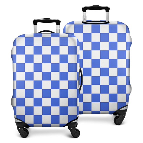 Blue and White Checkered Pattern Luggage Cover Fashion Suitcase Cover Baggage Covers Fit 25-28 Inch Luggage (Go Travel)
