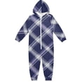 thumbnail image 1 of Blue and White Checkered Pattern One Piece Pajamas Soft Jumpsuit Cozy Sleep and Play Romper Zipper and Pockets 4T, 1 of 8