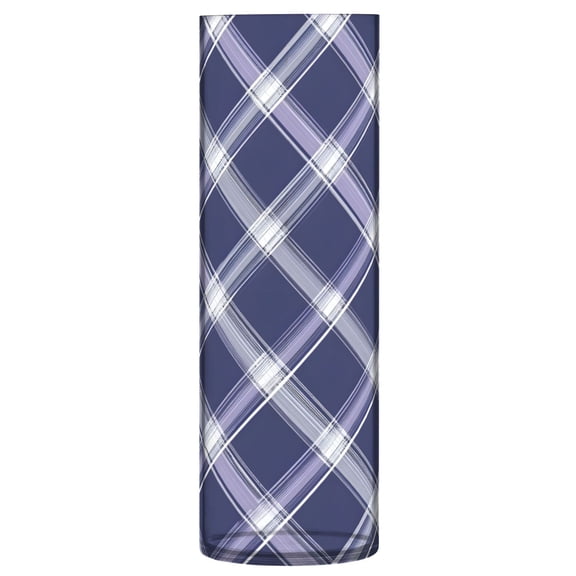 Blue and White Checkered Pattern Vase Flower Vase Clear Unbreakable Plastic Tall Decorative 11.8in