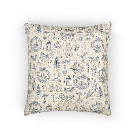 Simplified Shell Image Blue and White Christmas Stockings, Trees and Snowflakes Woven Pillow ...