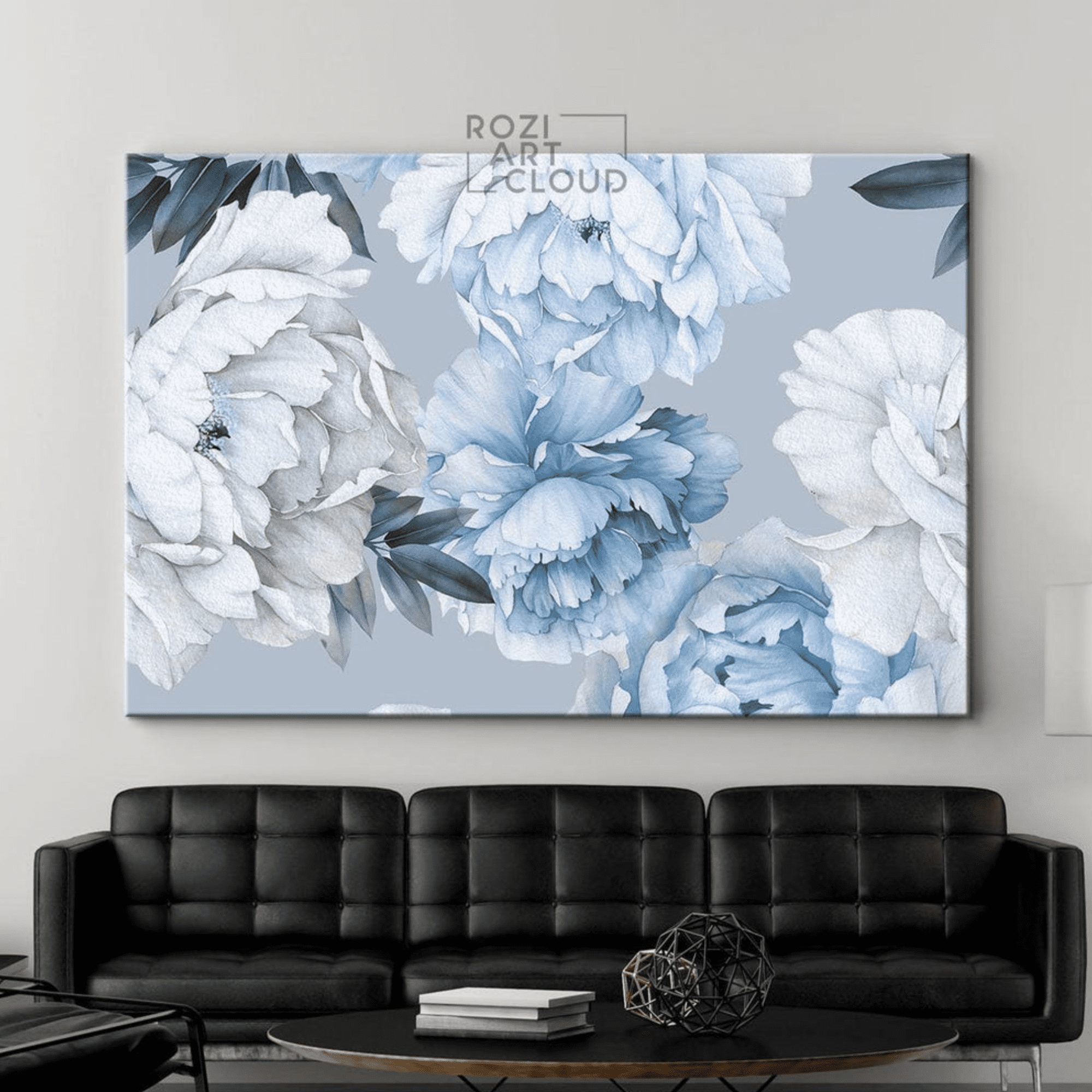 Blue and White Floral Botanical Art Prints Living Room Poster, Unframed ...