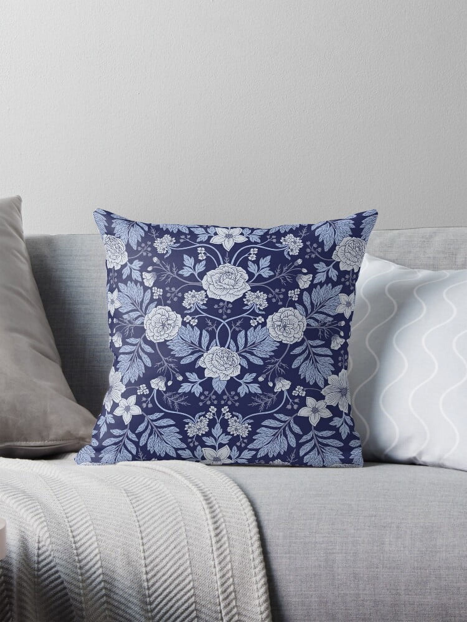 Blue and White Floral Throw Pillow Covers Cases Cushion Cover Case Sofa