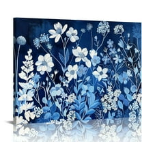 Blue and White Flowers Annabel Kidston Canvas Print Wall Art Decor Ready To Hang - Home Room Art Decoration 16x12in