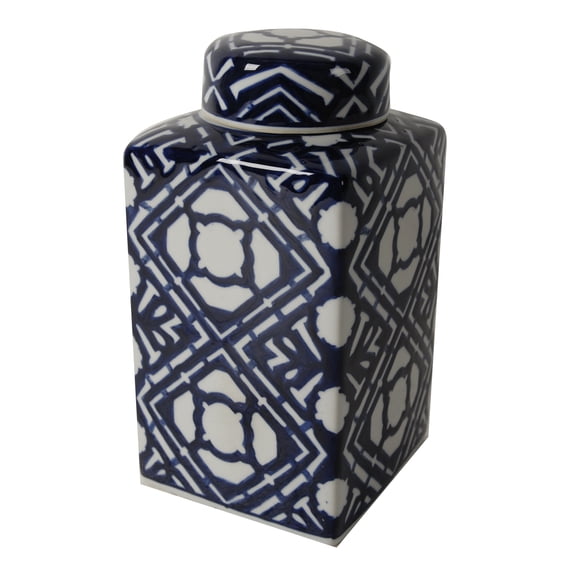 Blue and White Ginger Jar with Lid, Table Accent