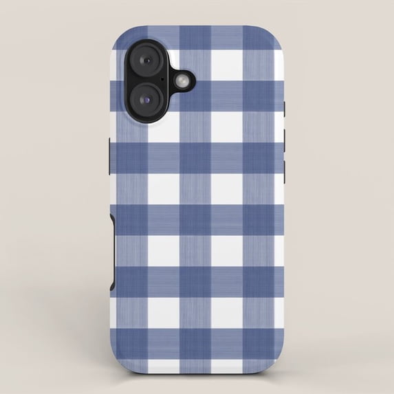 Shell Posster Blue Blue and White Gingham Plaid Tough Case for Apple iPhone, Polycarbonate ...