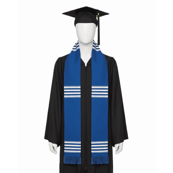 Blue and White Graduation Kente Cloth Stole