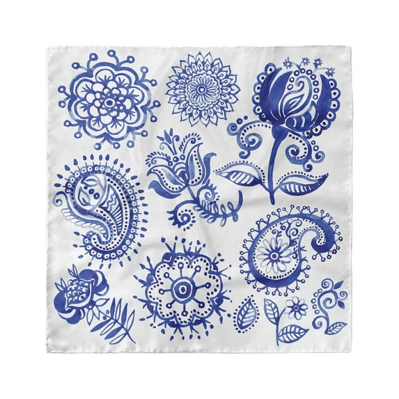 Blue and White Head Scarf, Watercolor Mandala, Head Wrap, 3 Sizes, by Ambesonne