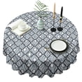 thumbnail image 1 of Blue and White Intricate Pattern Round Tablecloth 60"x60",Wrinkle Wipeable Table Cloth for Kitchen Dining Room Picnic Patio Party, 1 of 6