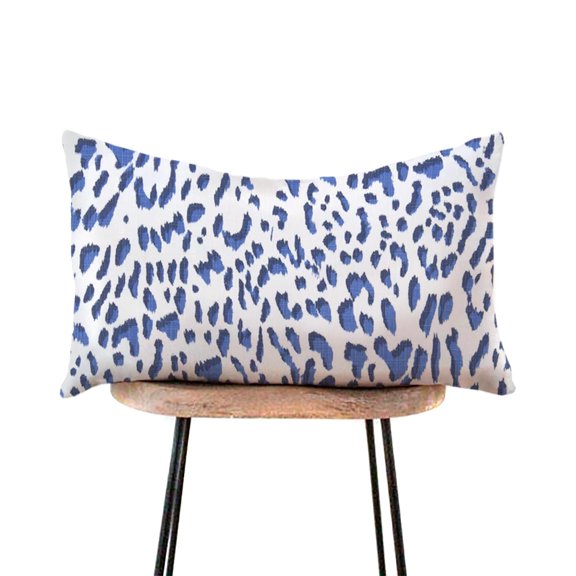 Blue and White Leopard Spot, 30 x 20 in Lumbar Pillow Cover, Peach Skin Fabric, Home Decor, Insert Not Included