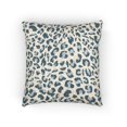Blue and White Leopard Spot Decorative Woven Pillow, Cotton-Polyester ...