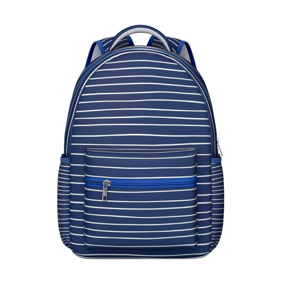 Blue and White Modern Art Geometric Backpack for School,Cute School Bag,Schoolbag with Adjustable Shoulder Straps & Padded Back,15.3"x11"x7.1".﻿