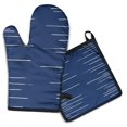 thumbnail image 1 of Blue and White Modern Art Geometric Kitchen Oven Mitt and Pot Holder Sets 2 Pcs for Baking, Cooking and Grilling, Heat Resistant Up To 392 °F, 1 of 7