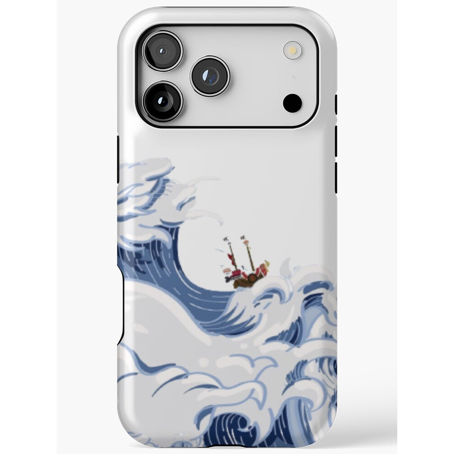 Blue and White Ocean Wave with Red Boat Tough Phone Case for Apple ...
