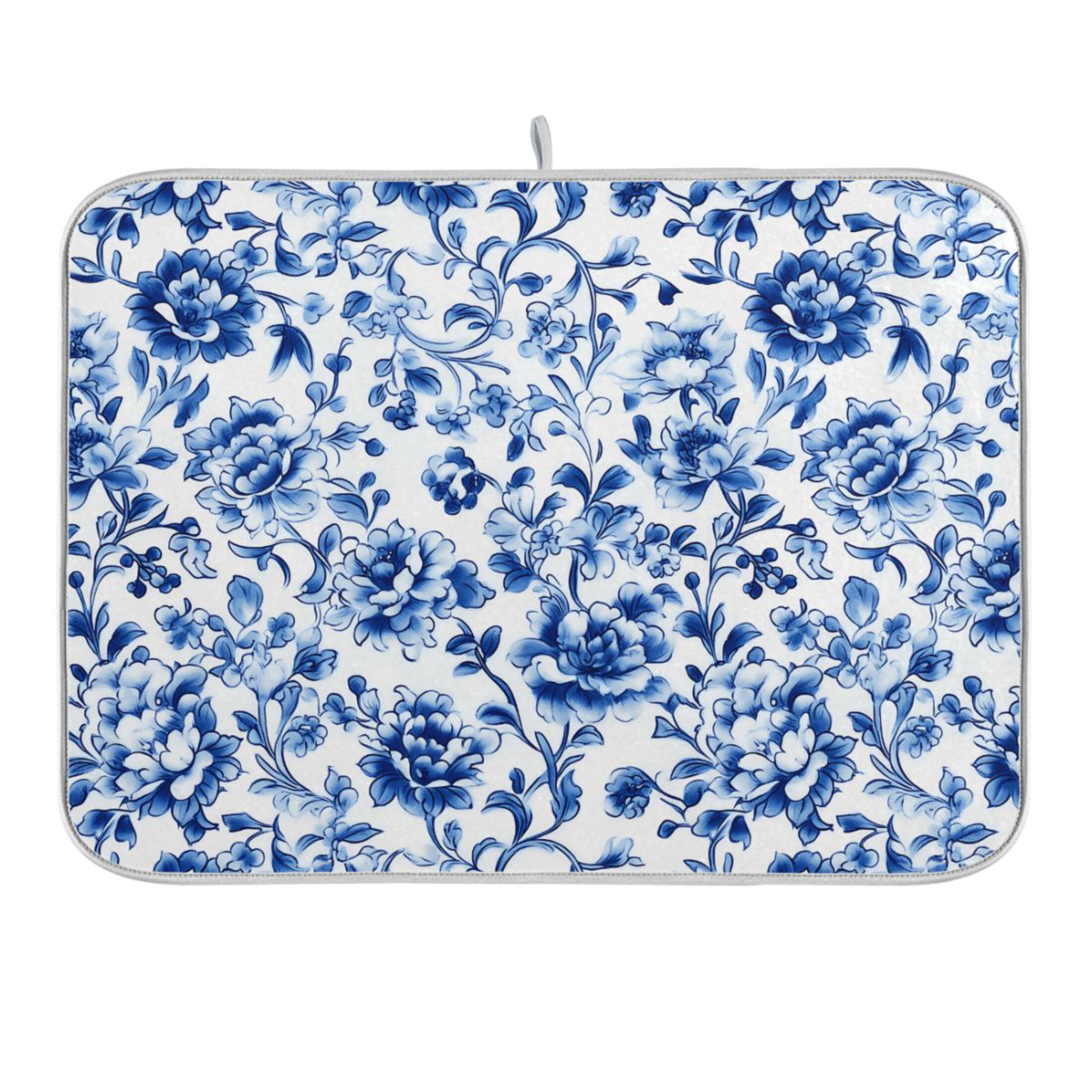 Blue and White Porcelain Floral Dish Drying Mat 18x24 Absorbent Microfiber Draining Rack Pad for Kitchen Counter Sink - Walmart.com