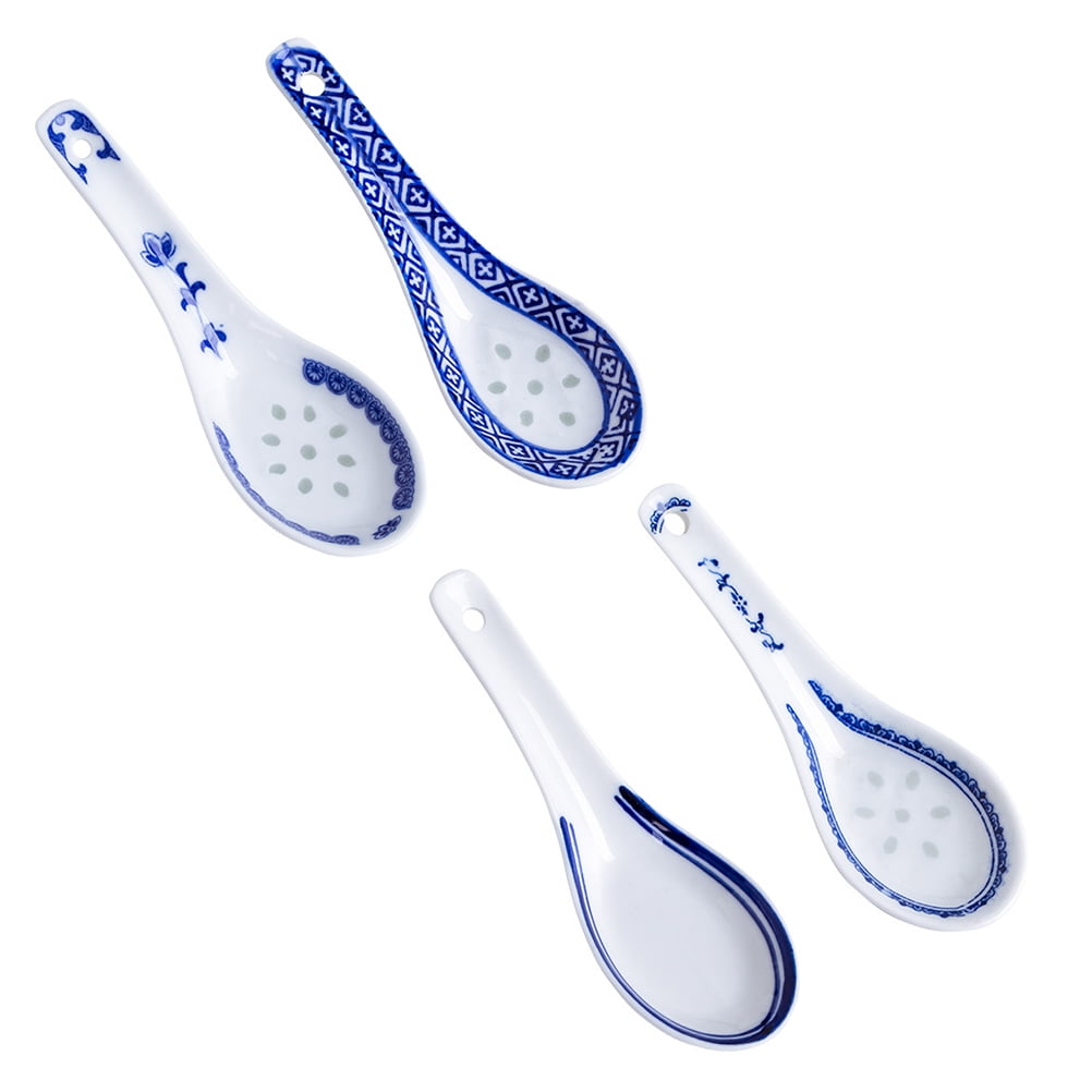 Blue and White Porcelain Spoon Espresso Japanese Soup Spoons Porridge