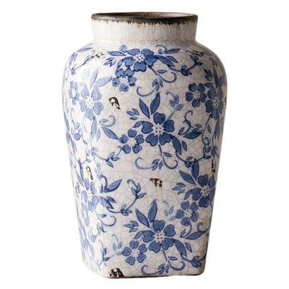 Blue and White Porcelain Vase Large Chinoiserie Floral Vintage Tall Blue Ceramic Vases