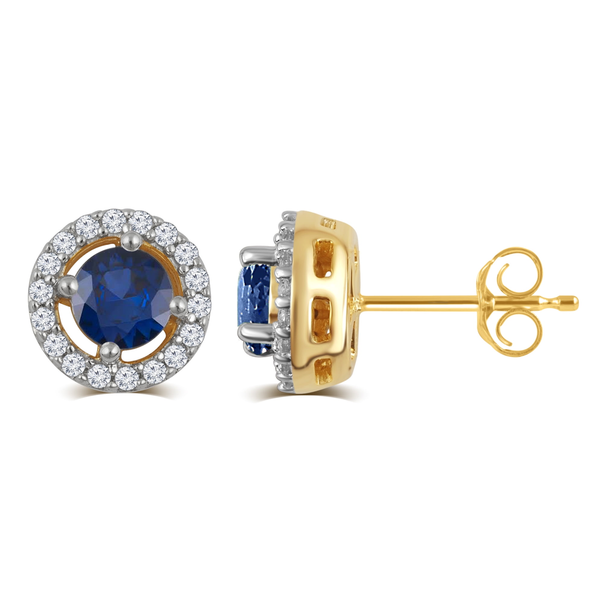 Blue and White Sapphire Birthstone Earring in Sterling Silver