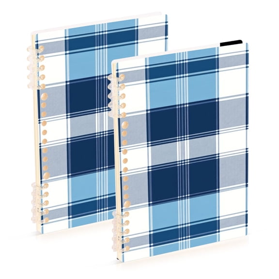 Blue and White Scottish Tartan Plaid Notebook Detachable Coil Notebook Diary Plan Book A5 Size 60 Pages 1 Pack