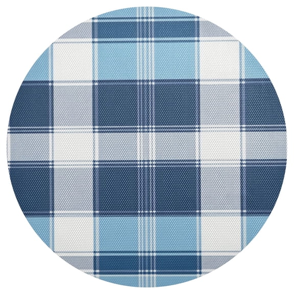 Blue and White Scottish Tartan Plaid PVC Round Grid Placemat Table Mat 1 Pc 15.4" x 15.4"