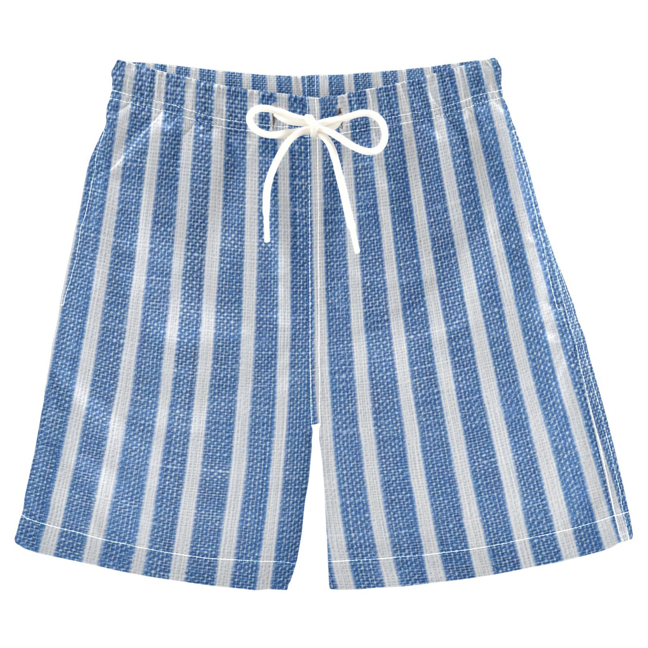 Blue and White Shirt Fabric Stripes Boys' Beach Pants Board Shorts Swim — free download