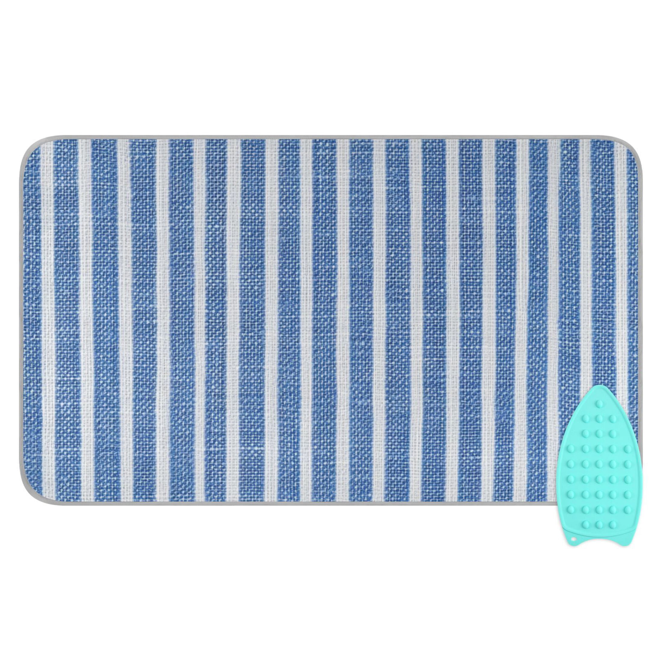 Blue and White Shirt Fabric Stripes Ironing Mat Blanket Portable Travel Ironing Pad Heat Resistant Pad 47.2" x 27.6”