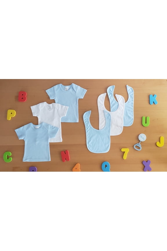 Blue and White Shirts with Bibs 6 pc