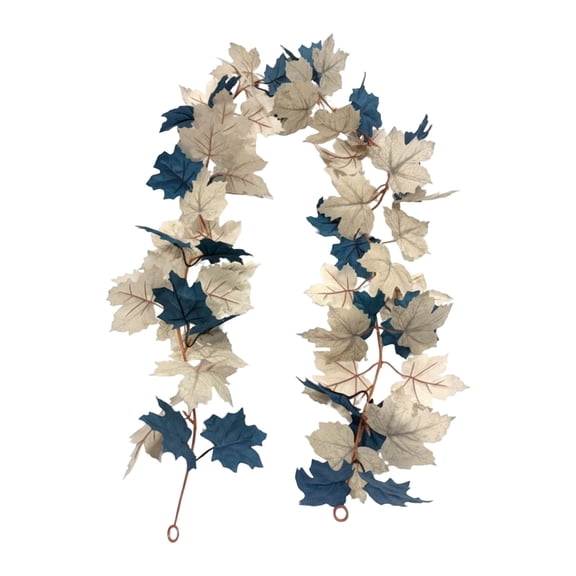 Blue and White Simulation Maple Leaf Vine Garland for Autumn Party Home Decoration Hanging Arch Wedding Decor