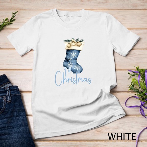 Blue and White Snowflake Christmas Unisex T-Shirt Funny Holiday Graphic Tee