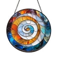 Blue and White Spiral Stained Glass Round Panel – Large Textured Ripple ...