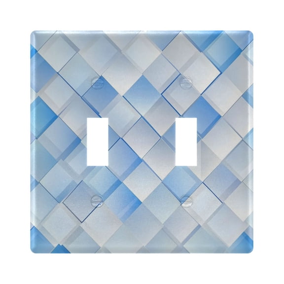 Blue and White Squares Decorative Light Switch Plates Switch Cover Decorative Wall Plates Ideal for Living Room Kitchen Bedroom and Study