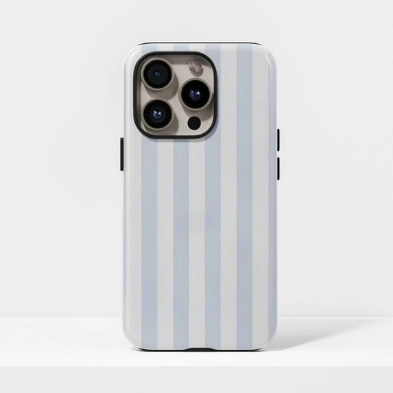 Blue and White Stripe Minimal Phone Case for iPhone 17 16 15 14 13 12 11 Pro Max