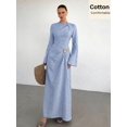 thumbnail image 1 of Blue and White Striped Cotton Maxi Dress with Elegant Belt Detail, 1 of 4