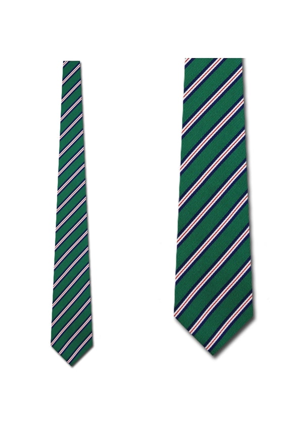 Blue and White Stripes on Green Necktie Mens Tie