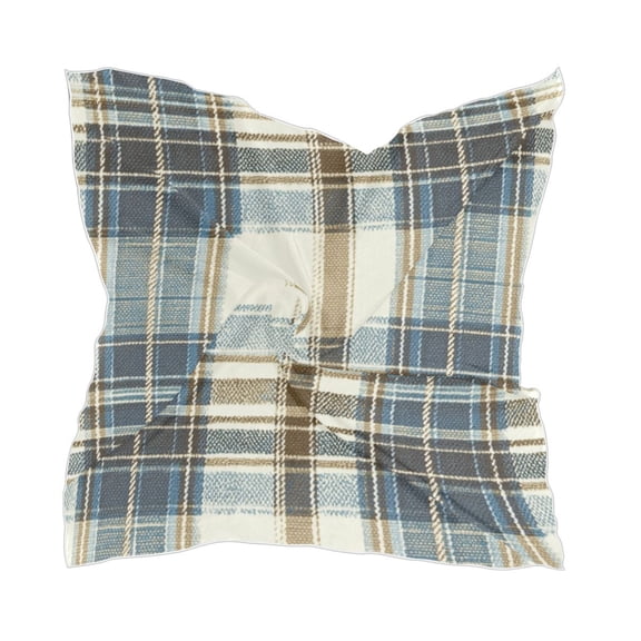 Blue and White Tartan Women's Fashion Soft Scarf Square Satin Head Scarf Neck Scarf Head Hair Wraps