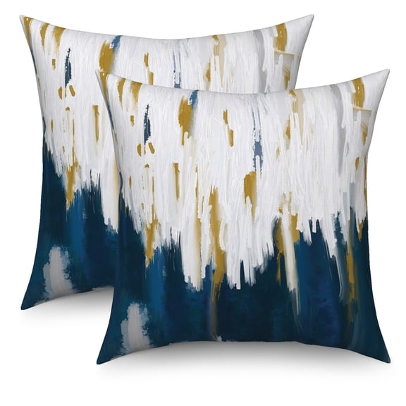 Blue and White Throw Pillow Covers Set of 2 Modern Minimalist Decorative Pillow Cases for Couch Sofa Bed Home Decor,20"x20" Inch