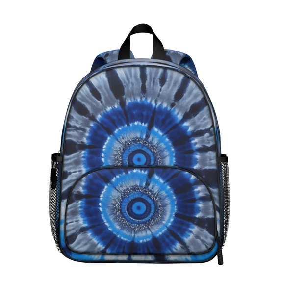 Blue and White Tie Dye Pattern Backpack for School, Cute School Bag with Adjustable Shoulder Straps and Padded Back, 13.8"x11.4"x6"