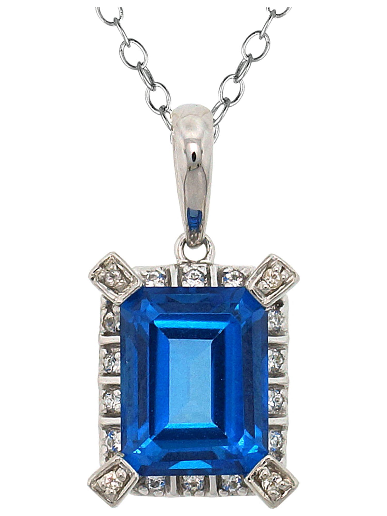 Blue and White Topaz Pendant Necklace in Sterling Silver, 18" - Walmart.com