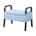 thumbnail image 1 of Blue and White Vanity Seat with Wooden Handles, 1 of 8