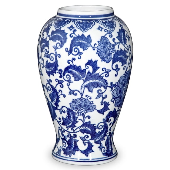 Blue and White Vase, Ceramic Vase for Home Decor 9.2" Chinoiserie Porcelain Flowers Vases for Table Centerpiece