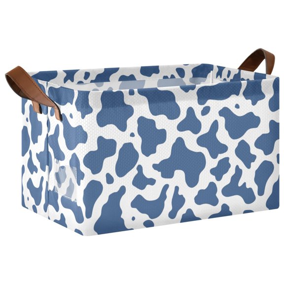 Blue and White Vector Pattern Collapsible Storage Bin Open Home Shelf Basket Water-Resistant Iron Frame Large