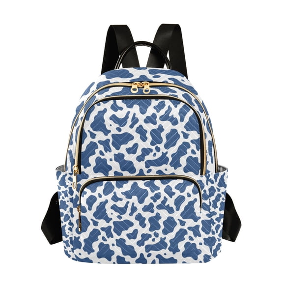 Blue and White Vector Pattern Fashion Backpack Quilted Lightweight Women Travel Daypack 8.5L