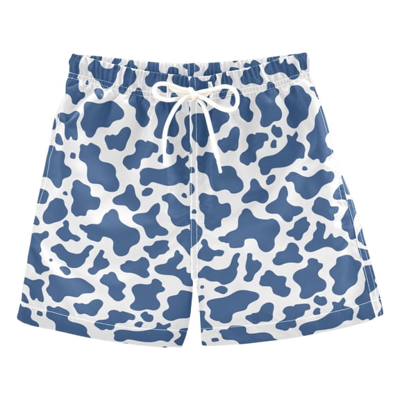 Blue and White Vector Pattern Swim Trunks Quick Dry Beach Pool Board Shorts Lightweight Stylish Print Sizes 2T to XL