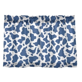 Blue and White Vector Pattern Tier Curtain Set of 2 Kitchen Curtains 27x24 Inch Privacy Semi Sheer