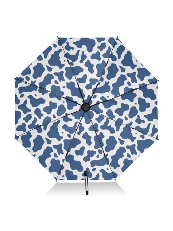 Blue and White Vector Pattern Umbrella Folding Sun Umbrella Travel Auto Open Close Large UV50+ 40in
