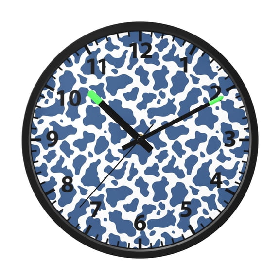 Blue and White Vector Pattern Wall Clock 12 Inch Voice Activated Night Light Silent Non Ticking