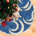 thumbnail image 1 of Blue and White Wave Christmas Tree Skirt Stand Mat Waterproof Floor Protection Mat for Holiday Decoration, 1 of 6