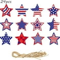 thumbnail image 1 of Blue and White decor, Red Party decor, Fourth of July decorations, Cardboard Paper, Red and White Twine, Star Cutouts, Hanging Accents, 24 Pcs, 1 of 4