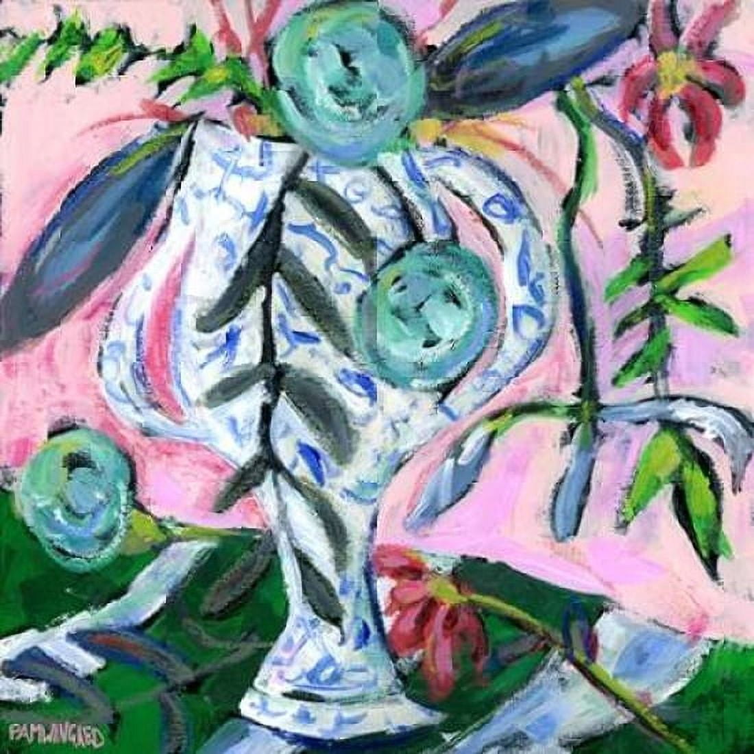 Blue and White with Pink II Canvas Art - Pamela J Wingard (24 x 24)