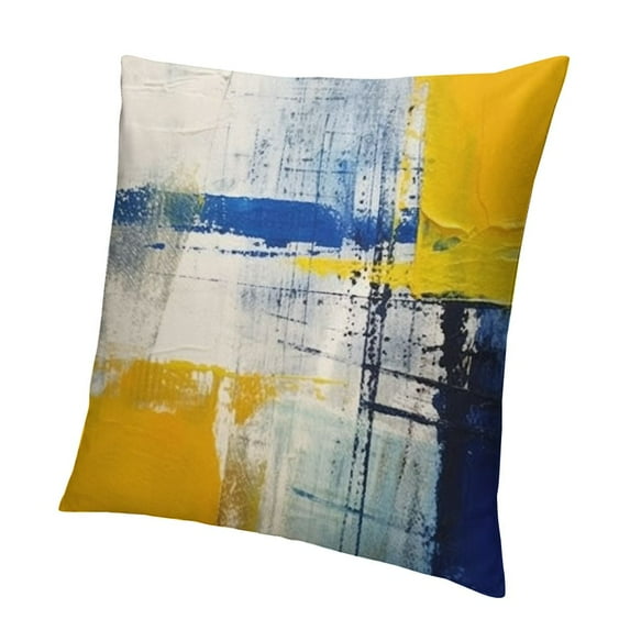 Blue and Yellow Abstract Art Pillow Cover, Modern Gray Home Decorative Throw Pillows Covers Cushion Cover for Bedroom Sofa Living Room